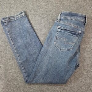 Silver Jeans Suki Straight Jeans Womens 31x29 Button Fly Light Wash Distressed